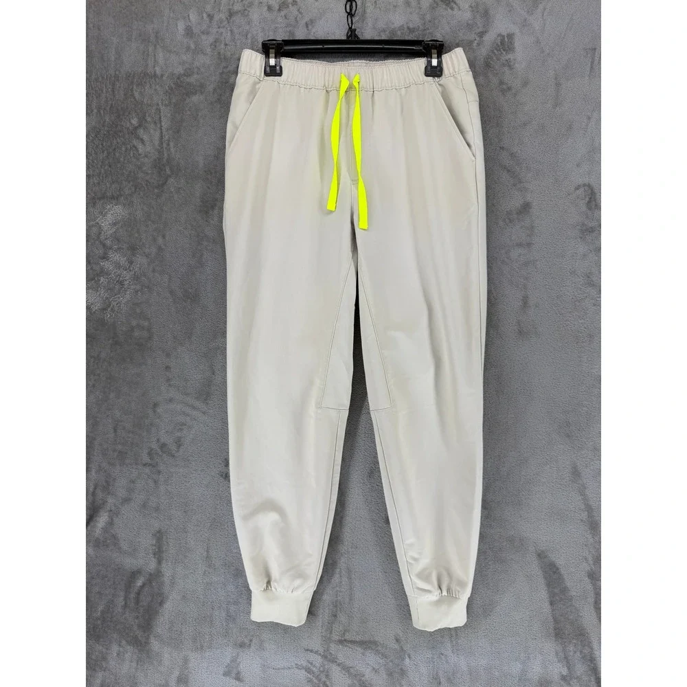 FIGS‎ Tansen Jogger Scrub Pants Sand Beige Neon Yellow Drawstring 1000203 Mens S